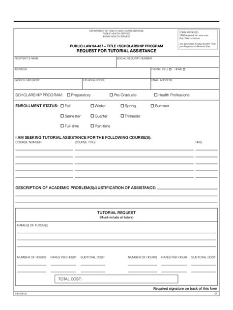 Fillable Online Form IHS 856 20 Request for Tutorial Assistance - OMB ...