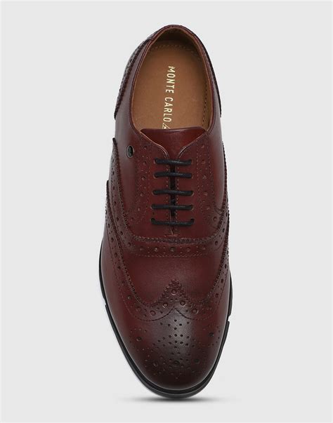 Buy Men Burgundy Leather Formal Brogues Online in India - Monte Carlo
