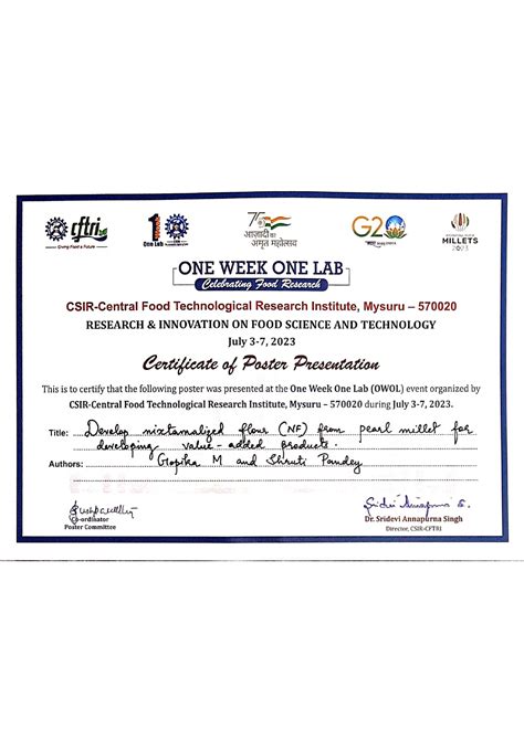 Students Poster presentations- at CSIR CFTRI - School of Food Science ...