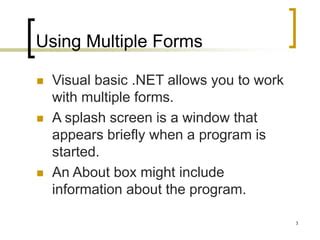 Image result for VB.NET Multiple Forms