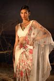 IVORY ORGANZA PALLA SAREE