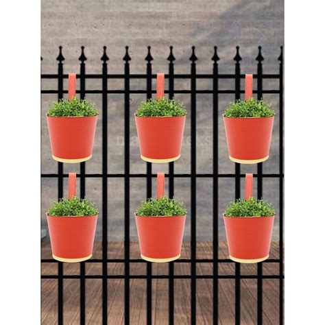 Buy Ecofynd 6 Red Balcony Hanging Pots for Railing Online