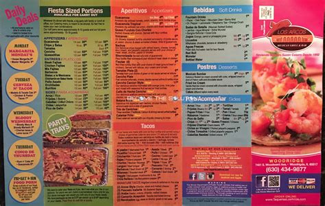 Los Arcos Mexican Grill Woodridge Carry Out Menu (Scanned Menu With Prices)
