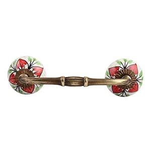 Indian-Shelf 1 Pack Ceramic Red Cabinet Pulls Flower Vintage Kitchen ...