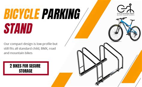 Cycle Stands India - Mild Steel Black Floor Mount Staggered Bicycle ...