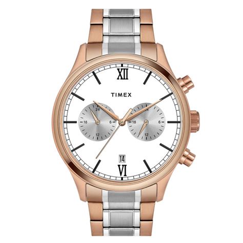 Timex Fashion Men's Silver Dial Round Case Dual time Function Watch -T