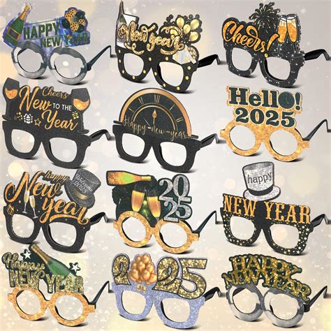 Mega-L 12 Pcs Happy New Year Eyeglasses, 2025 New Year Glasses, New ...