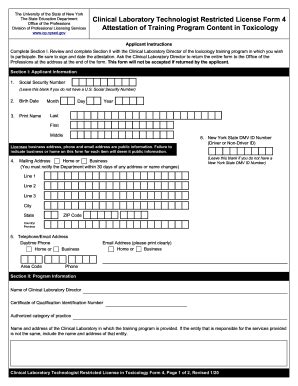 NY Attestation Of Training Program Content In Toxicology 2020-2026 ...