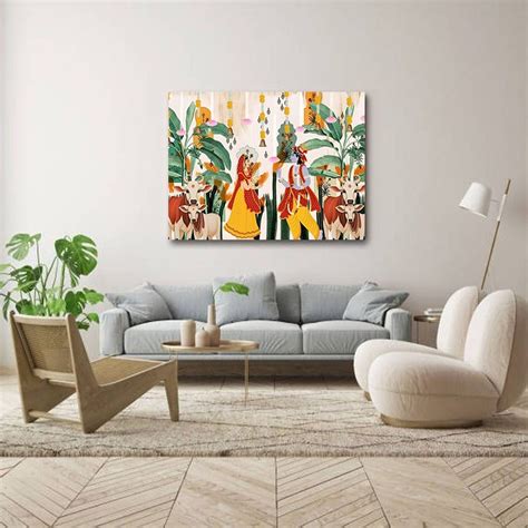 Radha Krishna Canvas Wall Art For Pooja Room – Iconik Canvas