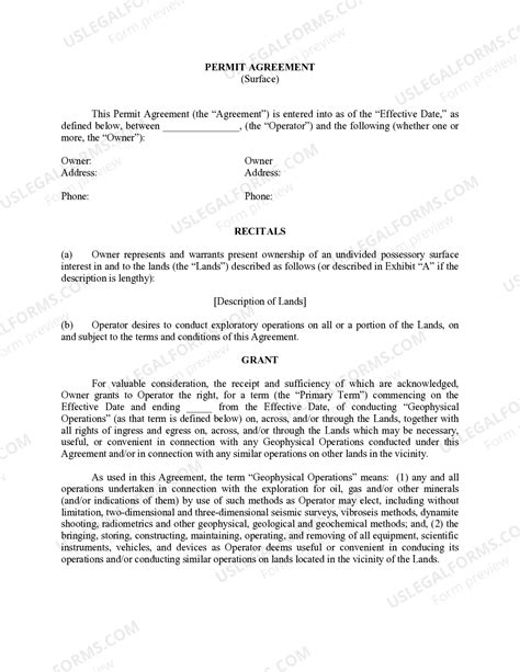 Guam Permit Agreement for Surface | US Legal Forms