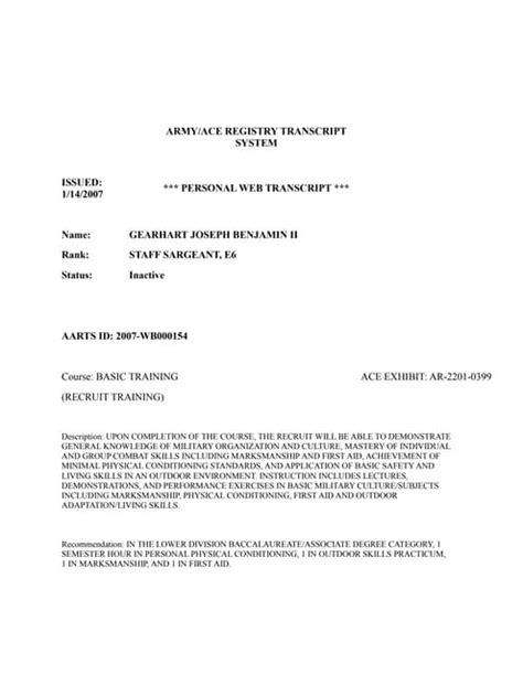 Image result for Military Training Transcript