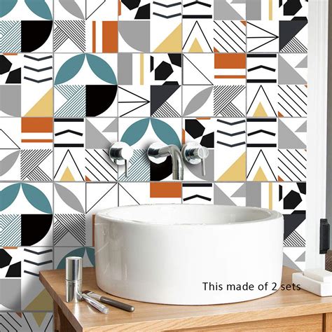 Demana Geometric Pattern Tile Stickers Waterproof Wall Stickers ...