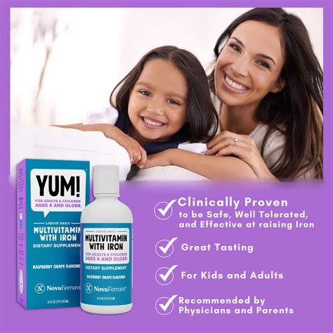 NovaFerrum Yum 16 Fl Oz - Multivitamin with Iron for Adults