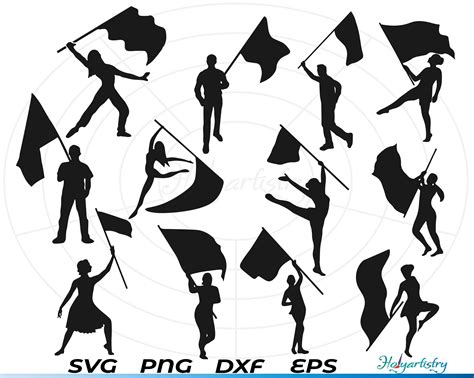 Color Guard Flags Bundle Svg, Color Guard Clipart, Color Guard Marching ...