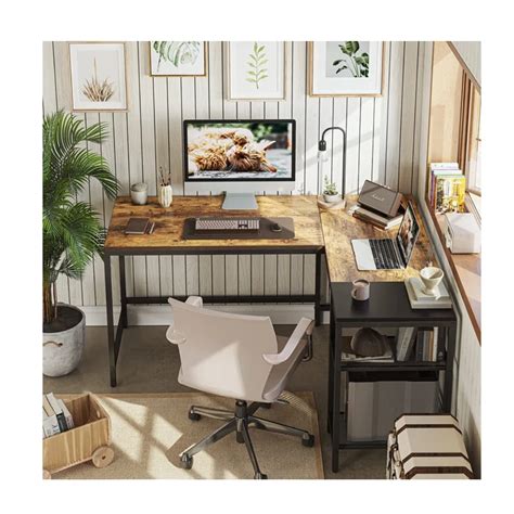 Thiona L shaped table (ASIS/Brown & Black) - TEKAVO