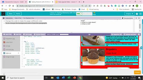 Image result for Code.org Web Development Lesson 8.11 Styling Text with CSS 21 22