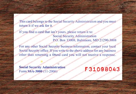 Ssn Card Template