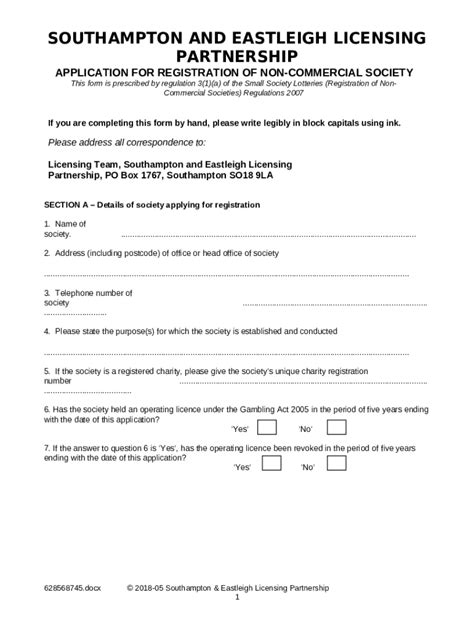 Small society lottery - application to register a non ... Doc Template ...