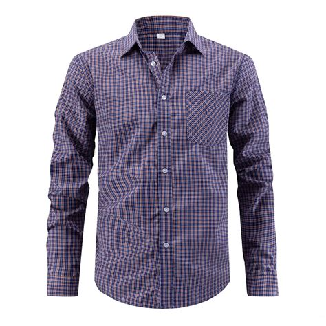 Men's Plaid Button Down Shirts Long Sleeve Comfort Breathable Regular ...
