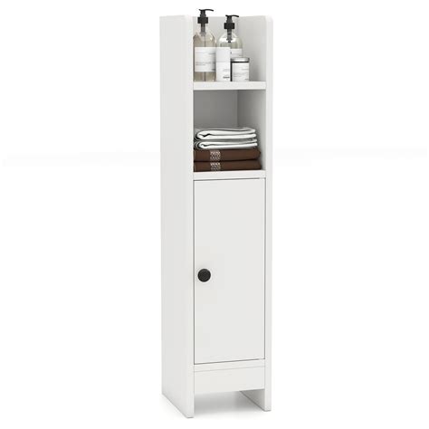 Giantex Slim Corner Bathroom Cabinet, Narrow Floor Cabinet w/ 3-Level ...