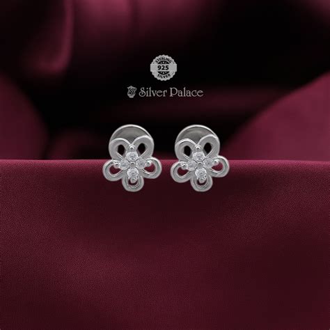 925 Sterling Silver Floral Design Earring For Kids And Girls Arjita ...