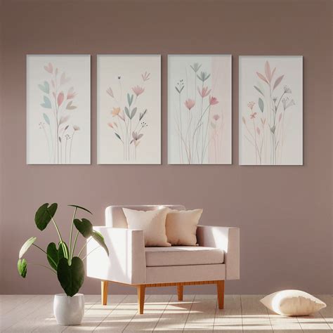 Elegant Floral Wall Art Set of 4 Canvas Wall Painting – Nestroots