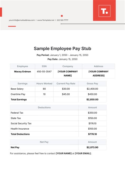 Free Sample Employee Pay Stub Template to Edit Online