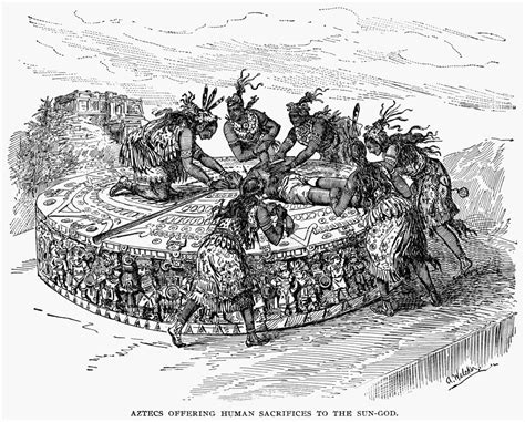 Mexico Aztec Sacrifice NAztecs Offering Human Sacrifices To The Sun-God ...