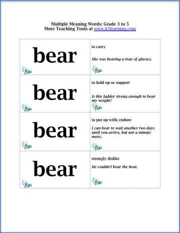 Multiple Meaning Words Flashcards for Grade 3 to 5 Students | K5 Learning