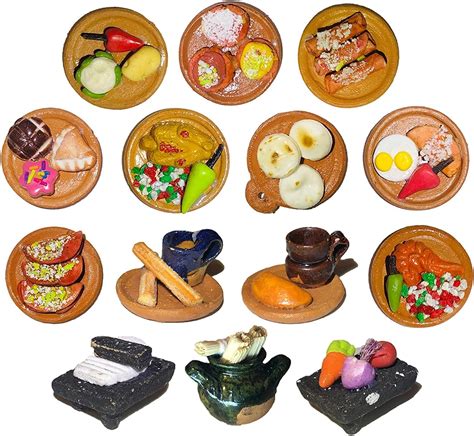 Buy JDProvisions Miniature Mexican Fiesta Clay Pretend Food Decorations ...