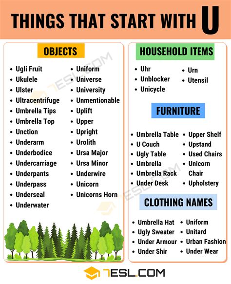 51 Things that Start with U in English • 7ESL