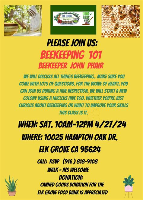 Beekeeping 101, Elk Grove Community Garden, 27 April 2024 | AllEvents