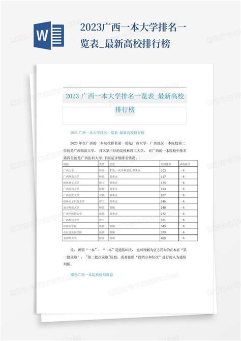 2022广西一本大学排名_有途教育