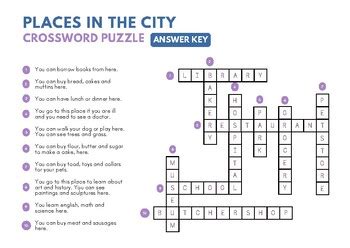 Places in the City Crossword Puzzle. by ENTER - ONE | TPT