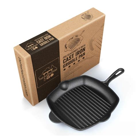 Buy Fresh O2 Pre-Seasoned Cast Iron Skillet - 12 Inch (11 Inch Bottom ...