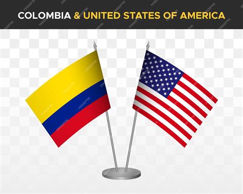 Premium Vector | Colombia vs usa united states america desk flags ...