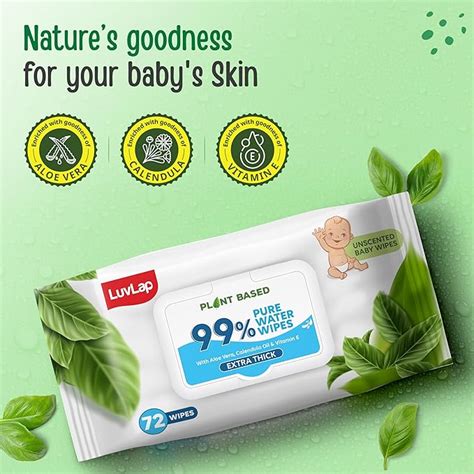 LuvLap 99% Pure Water Baby Wipes – 144 Count | Unscented - Mumpa