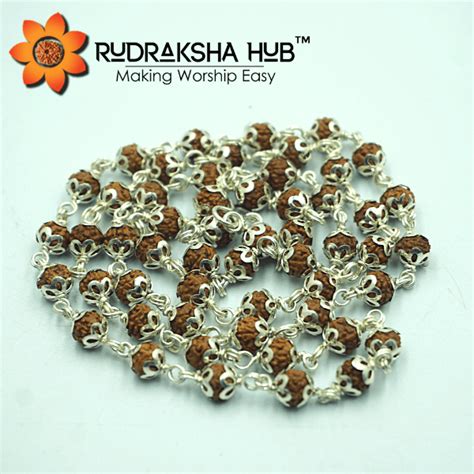 5 Mukhi Rudraksha Pure Silver Mala – Rudraksha Hub