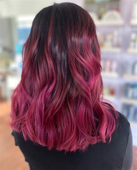 Raspberry Red | Raspberry hair, Dark pink hair, Baylage hair