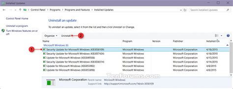 Uninstall Windows 10 Update Now 的图像结果