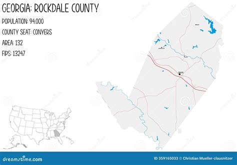 Map of Rockdale County in Georgia, USA Stock Illustration ...