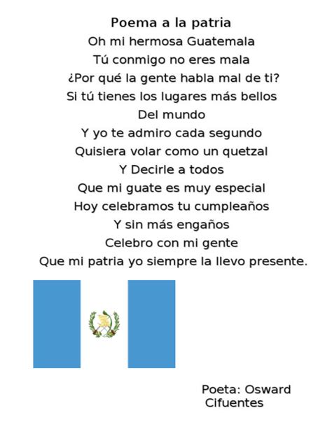 poema a guatemala - Poema a la patria Oh mi hermosa Guatemala Tú ...