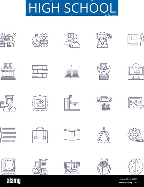 High school line icons signs set. Design collection of Education ...