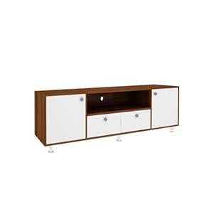 CASPIAN Engineered Wood Wooden TV Entertainment Unit Brown & White | 70 ...