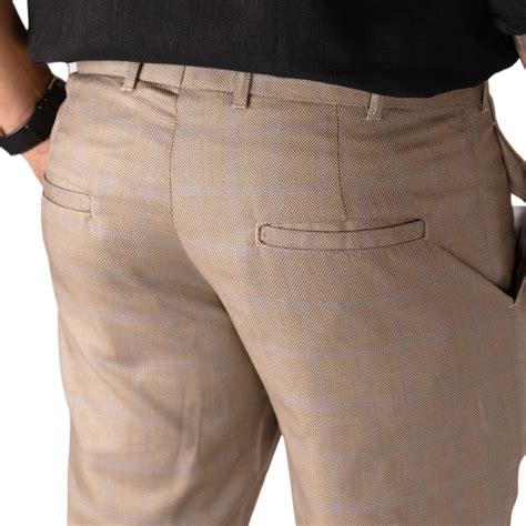 Latte color check blend cotton trousers pant for men – Punekar Cotton