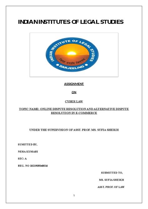 Assignment 3 - INDIANINSTITUTES OF LEGAL STUDIES ASSIGNMENT ON CYBER ...