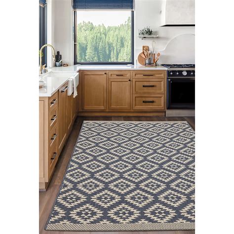 Melrose Eden Genesis Navy Indoor Outdoor X-Large Area Rug 3mm Pile ...