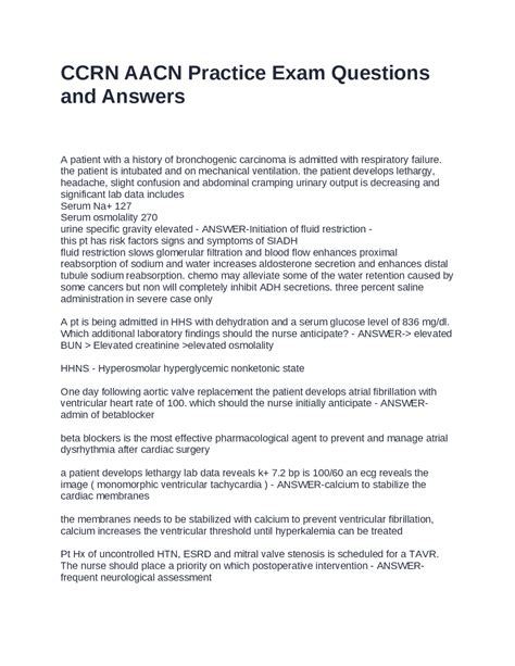 CCRN AACN Practice Exam: Comprehensive Guide for Critical Care Nurses ...