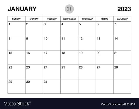 January 2023 year planner template- calendar Vector Image