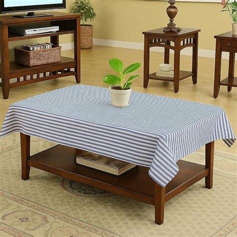 Buy OPTICA WEAVES 60 x 40 Inch Striped Rectangle Table Cloth – Water ...